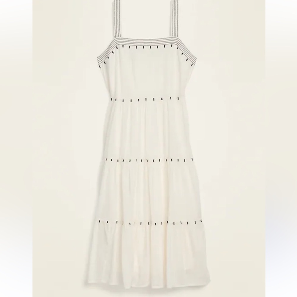 Old Navy Tiered Embroidered Midi Swing Dress